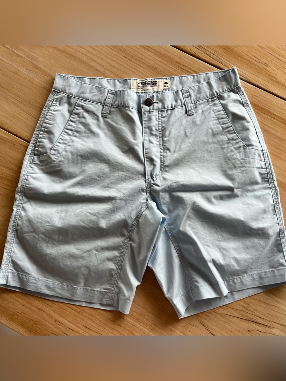 Mountain Khaki new without tags men’s size 32 light blue shorts 8 inch inseam